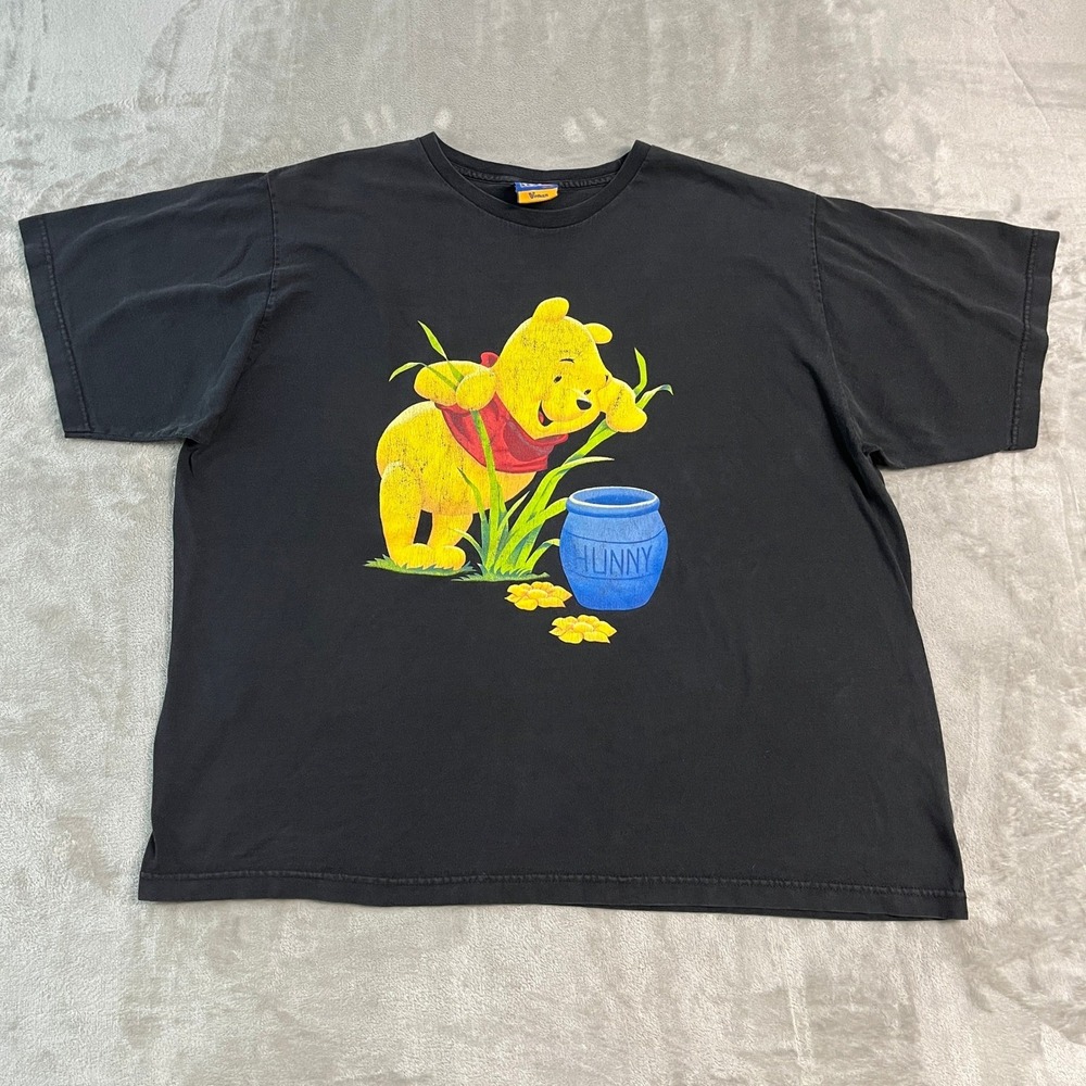 Vintage 90s Disney Winnie the Pooh Hunny Pot T-Shirt Black 2X USA Jerry Leigh